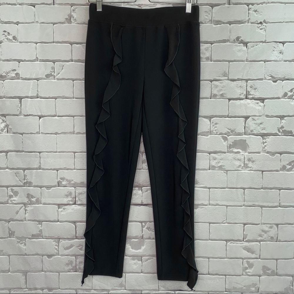 Joseph Ribkoff Black Ruffle Knit Pants Size 6
